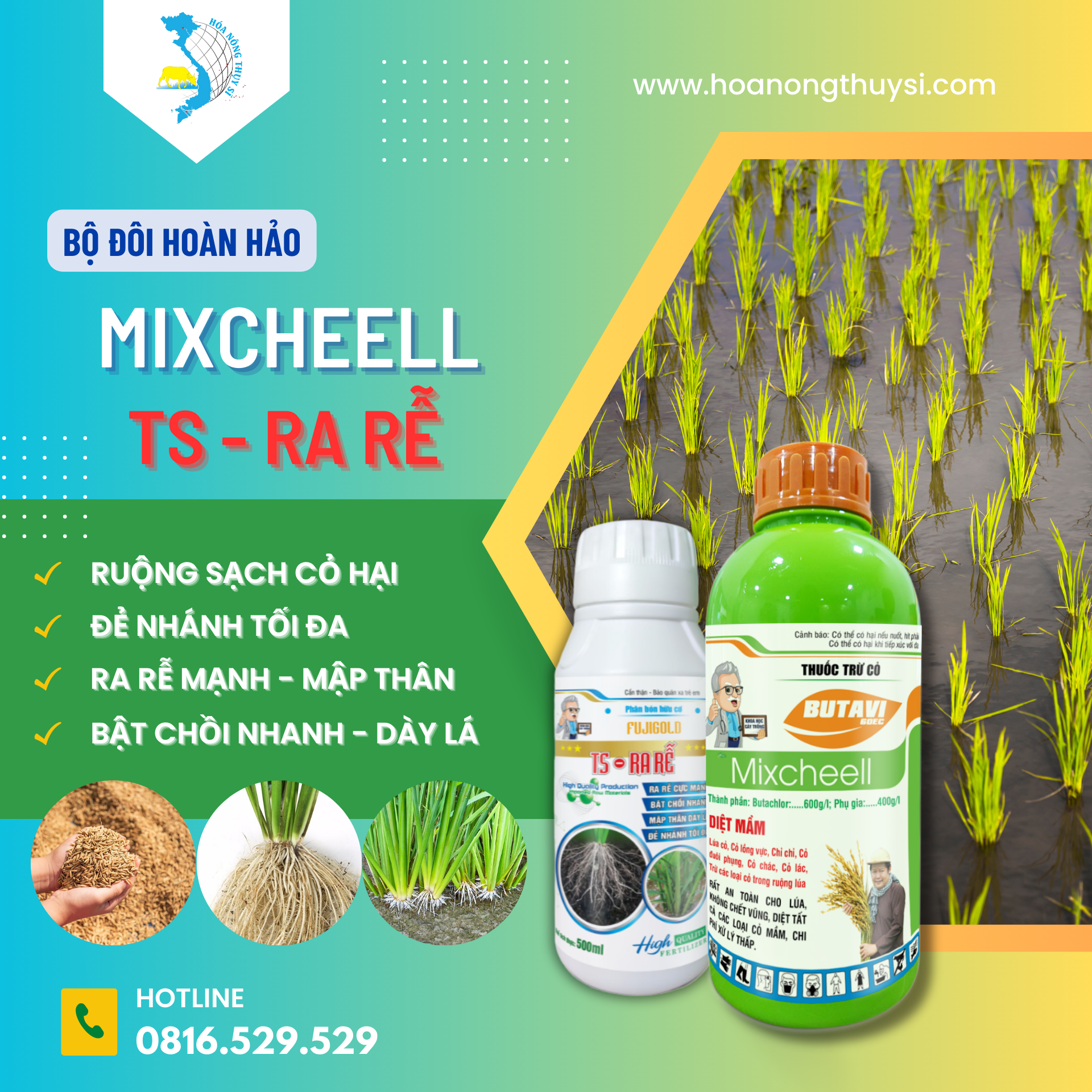 Bộ đôi hoàn hảo giúp quét sạch cỏ hại - dưỡng mạ non xanh