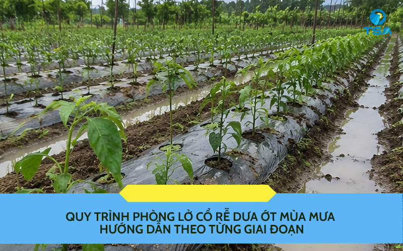 Quy trình phòng lở cổ rễ dưa ớt mùa mưa