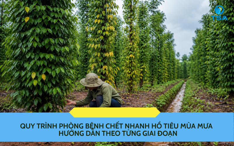Quy trình phòng bệnh chết nhanh hồ tiêu mùa mưa