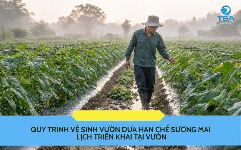 Quy trình vệ sinh vườn dưa hạn chế sương mai