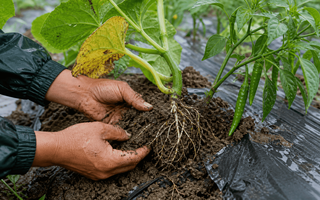 Lịch kiểm tra bộ rễ dưa ớt sau mưa lớn